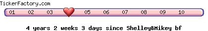 [img width=420 height=64 cacheid=0007064f0012e110eb65dfd81001705e2f]http://tickers.TickerFactory.com/ezt/d/4;41;6/st/20070923/e/Shelley%26amp%3BMikey+bf/dt/6/k/703a/event.png[/img]