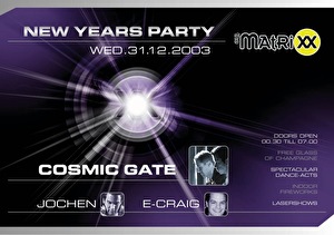 Cosmic Gate in the Matrixx tijdens New Years Party