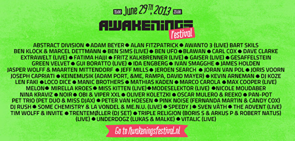 Awakenings Festival line-up bekend